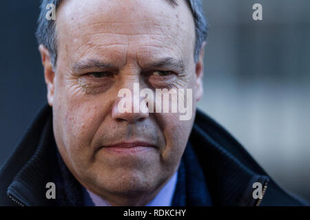 Democratic Unionist Party der stellvertretende Chef Nigel Dodds außerhalb Nr. 10 Downing Street, Whitehall, London, England, Großbritannien Stockfoto