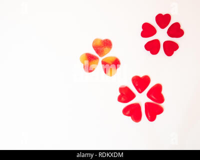 San Valentine Heart Jelly Beans in einem Kreis, Herz gummies Kreis Stockfoto