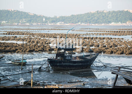 Die Auster Betriebe an der Küste der Stadt Ang Sila in der Nähe von Beangsaen in der Provinz Chonburi in Thailand. Thailand, Bangsaen, November, 2018 Stockfoto