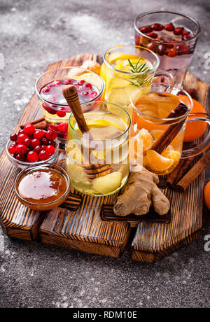 Sortiment von Winter gesunde Kaffee für Immunität steigern Stockfoto