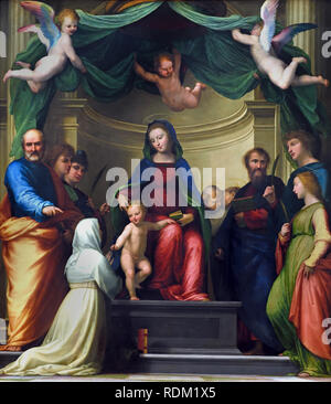 Die mystische Vermählung der Heiligen Katharina von Siena 1511 Fra Bartolomeo oder Bartolommeo 1472 - 1517 (Bartolommeo di Pagholo - Baccio Della Porta) Italienische Renaissance Maler von religiösen Themen. Florenz und Rom. Stockfoto