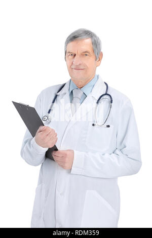 Porträt eines erfahrenen Therapeuten mit einem Laptop Stockfoto