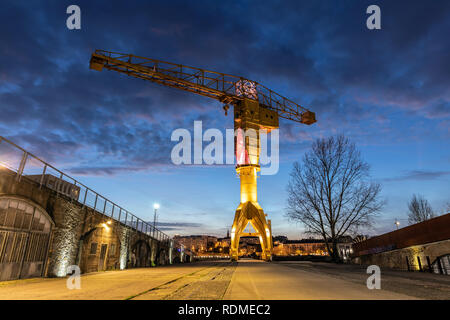 Titan Yellow Crane auf der Insel von Nantes (Loire-Atlantique, Frankreich) Stockfoto