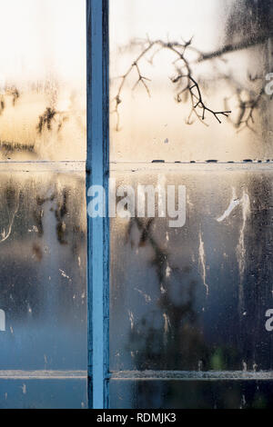 Nahaufnahme der Milchglas Fenster Stockfoto