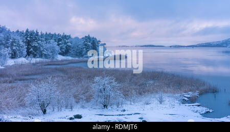 Zugefrorenen See im winter Stockfoto