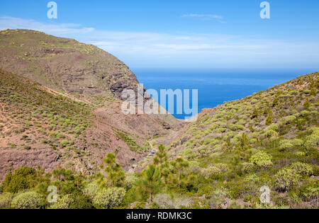 Gran Canaria, Januar, Blick vom Wanderweg La Ruta del Cartero, Briefträger, Route, zwischen Risco de Agaete und La Aldea de San Nicolas, Pools von stagna Stockfoto