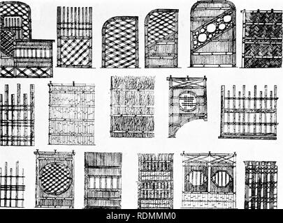 . Europäische und japanische Gärten; Papiere vor dem amerikanischen Institut der Architekten Lesen... Gärten; Garten. Europäische und japanische Gärten, aber keine behauenem Stein, wird in diesem Stil von Garten eingeführt. Zwei Kiefern, shrulos, und eine Gruppe von niedrigen Pflanzen sind alle die Vegetation im Garten benötigt. Diese, zusammen mit ein paar Wasserpflanzen, dienen einem rustikalen gut zu decken. Eine grosse "Snow-Stein lant-ern" ist auch ein Teil dieser Gruppe. In der Ecke der Vordergrund im Westen sind eine Wasser-Becken gezeigt, ein Entleeren, und ein Bildschirm Zaun. Ein Bambus Gehäuse der einfachen Natur umgibt den Garten.. Garten Stockfoto