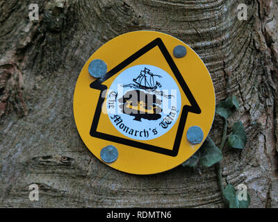 Für Waymarker des Monarchen Weise nationale Ferngespräche Fußweg, Staffordshire, England, UK Stockfoto