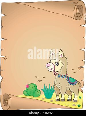 Llama Thema Pergament 3-eps 10 Vector Illustration. Stock Vektor