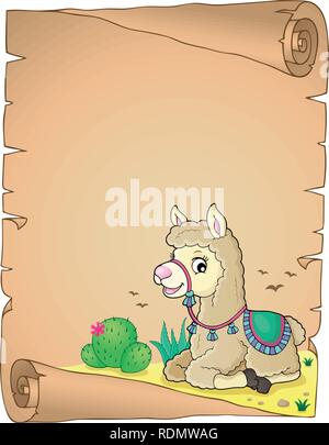 Llama Thema Pergament 4-eps 10 Vector Illustration. Stock Vektor