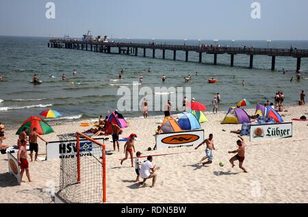 Strand im Seebad und Kurort Binz, Insel Rügen, Mecklenburg-Vorpommern Stockfoto