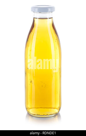 Apfelsaft trinken Flasche auf weißem Hintergrund Stockfoto