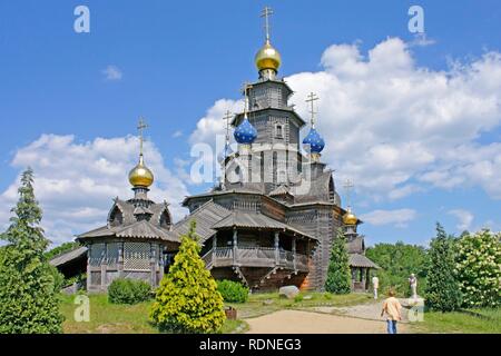 Russische Stabkirche Mühle im internationalen Wind- und Wassermühle Museum in Gifhorn, Niedersachsen Stockfoto