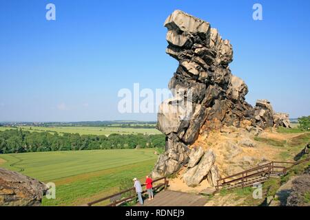 Teil der Teufelsmauer, sogenannte Devil's Wand nahe Weddersleben, östlichen Harz, Sachsen-Anhalt Stockfoto