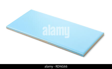 Blaue wand Ziegel Keramische Fliese isoliert auf weißem Stockfoto