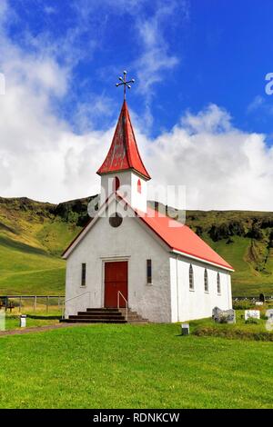 Reyniskirkja, Kirche, Reynisfjara, Vik, Vík í Mýrdal, Rangárvallahreppur, Sudurland, South Island, Island Stockfoto