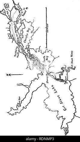 . Die Arktis Wiesen, ein Kanu-Reise von 2000 Meilen auf der Suche nach dem Caribou; wird das Konto einer Reise in die Region nördlich von Aylmer See. Hirsch Jagd. Karte von Great Slave Lake. Bitte beachten Sie, dass diese Bilder sind von der gescannten Seite Bilder, die digital für die Lesbarkeit verbessert haben mögen - Färbung und Aussehen dieser Abbildungen können nicht perfekt dem Original ähneln. extrahiert. Seton, Ernest Thompson, 1860-1946. New York, C. Scribner's Söhne Stockfoto