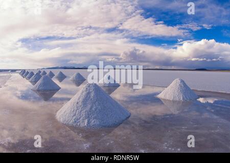 Salz-Kegel, Salar de Uyuni, Potosi, Bolivien, Südamerika Stockfoto