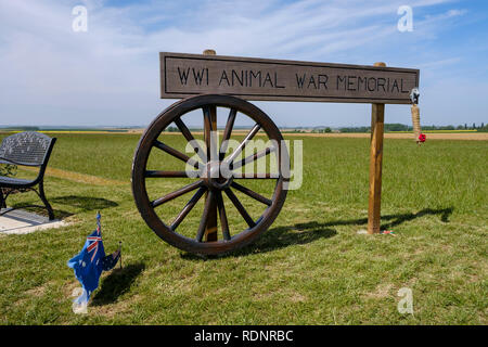 Der Weltkrieg 1 Tier Kriegerdenkmal, Pozieres, Frankreich. Stockfoto