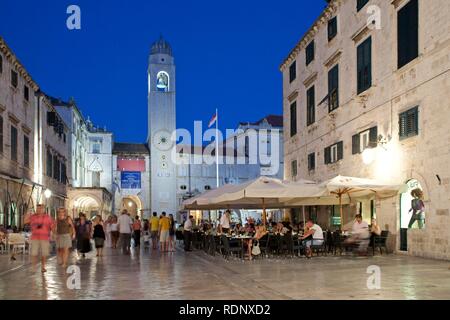 Hauptstraße Stradun in der historischen Altstadt von Dubrovnik, südlichen Dalmatien, Adriaküste, Kroatien, Europa Stockfoto