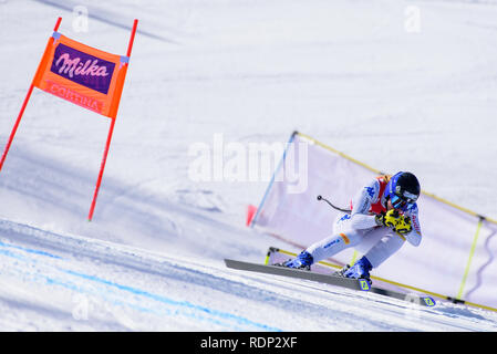 Cortina d'Ampezzo, Italien. Jan, 2019 18. Francesca Marsaglia von Italien in Aktion beim Downhill Audi FIS Alpine Ski World Cup Frauen am Januar 18, 2019 in Cortina d'Ampezzo Italien. Credit: Rok Rakun/Pacific Press/Alamy leben Nachrichten Stockfoto