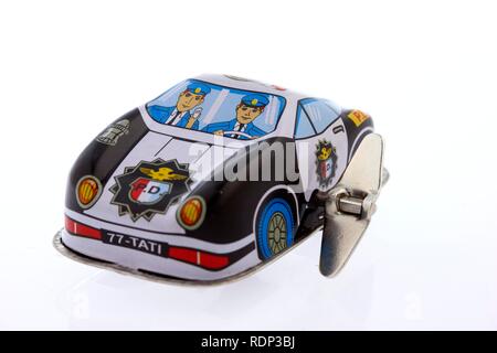 Polizei Auto, Tin Toy Car, wind up Toy Stockfoto