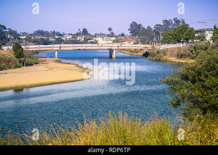 San Lorenzo Fluss an einem Abend licht, Santa Cruz, Kalifornien Stockfoto