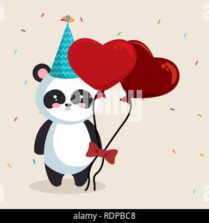 Cute bear Panda mit Herzen Vector Illustration Design Stock Vektor