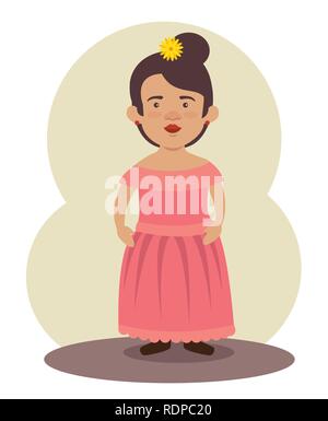 Mexikanischen mariachi Frau mit Frisur und Kleid zu Ereignis Vector Illustration Stock Vektor