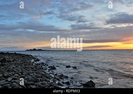 De Roa Island, Küste, Cumbria Furness Halbinsel, Rampside. Blick Richtung Piel Island von Roa Insel Cumbria GROSSBRITANNIEN Stockfoto