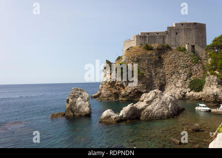 DUBROVNIK, KROATIEN - 22. AUGUST 2017: die Festung Lovrijenac Dubrovnik, Kroatien Stockfoto