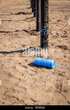 Installation der Pfähle für Home Baustelle. Stockfoto