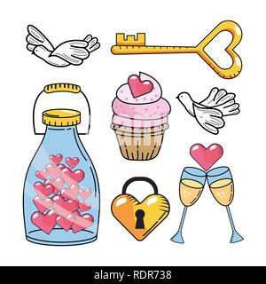 Set Happy Valentinstag Dekoration zu Ereignis Stock Vektor