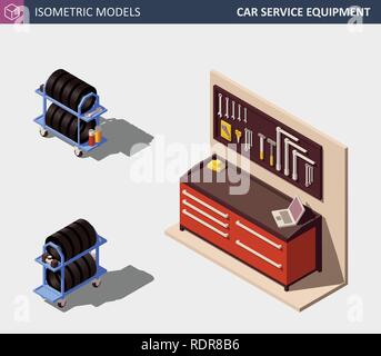 Car Service. Vektor isometrische Darstellung. Stock Vektor