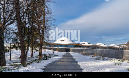 Macallan Distillery, Easter Elchies, Charlestown von Aberlour, Highlands, Schottland. 18. Jan 2019. UK Wetter: Nach einem starken Schneefall. Am 18. Januar 2018 fotografiert. Credit: JASPERIMAGE/Alamy leben Nachrichten Stockfoto