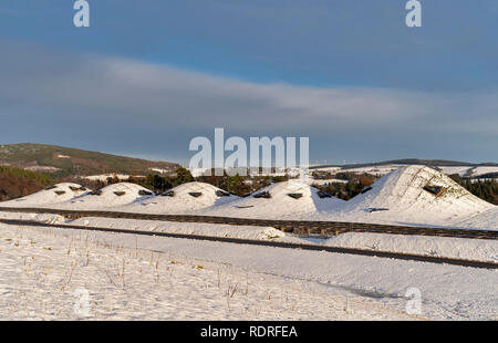 Macallan Distillery, Easter Elchies, Charlestown von Aberlour, Highlands, Schottland. 18. Jan 2019. UK Wetter: Nach einem starken Schneefall. Am 18. Januar 2018 fotografiert. Credit: JASPERIMAGE/Alamy leben Nachrichten Stockfoto