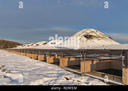 Macallan Distillery, Easter Elchies, Charlestown von Aberlour, Highlands, Schottland. 18. Jan 2019. UK Wetter: Nach einem starken Schneefall. Am 18. Januar 2018 fotografiert. Credit: JASPERIMAGE/Alamy leben Nachrichten Stockfoto