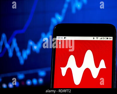 Kiew, Ukraine. Jan, 2019 18. Keysight Electronics Company Logo gesehen auf einem Smartphone angezeigt. Quelle: Igor Golovniov/SOPA Images/ZUMA Draht/Alamy leben Nachrichten Stockfoto