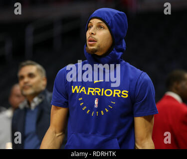 Los Angeles, CA, USA. Jan, 2019 18. Golden State Warriors Schutz Stephen Curry #30 vor der Golden State Warriors vs Los Angeles Clippers at Staples Center am 18. Januar 2019. (Foto durch Jevone Moore) Credit: Csm/Alamy leben Nachrichten Stockfoto