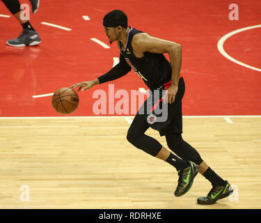 Los Angeles, CA, USA. Jan, 2019 18. LA Clippers, Tobias Harris #34 Während der Golden State Warriors vs Los Angeles Clippers at Staples Center am 18. Januar 2019. (Foto durch Jevone Moore) Credit: Csm/Alamy leben Nachrichten Stockfoto