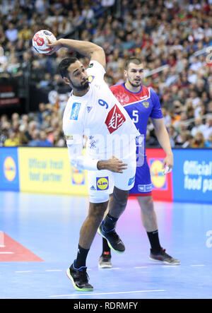 Deutschland. Berlin, Deutschland. 17. Jan 2019. IHF Handball Men's World Championship, Berlin, Deutschland. Melvyn Richardson für Frankreich Gutschrift: Mickael Chavet/Alamy leben Nachrichten Stockfoto