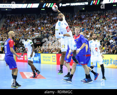 Deutschland. Berlin, Deutschland. 17. Jan 2019. IHF Handball Men's World Championship, Berlin, Deutschland. Melvyn Richardson für Frankreich Gutschrift: Mickael Chavet/Alamy leben Nachrichten Stockfoto