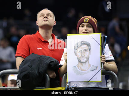 Deutschland. Deutschland, 19. Januar 2019. Team Deutschland unterstützer Kredit: Mickael Chavet/Alamy leben Nachrichten Stockfoto