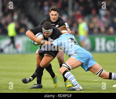 London, Großbritannien. Jan, 2019 19. Jackson Wray von Sarancens während Heineken Champions Cup zwischen Sarazenen v Glasgow Krieger der Allianz Park am Samstag, den 19. Januar 2019. LONDON ENGLAND. (Nur redaktionelle Nutzung, eine Lizenz für die gewerbliche Nutzung erforderlich. Keine Verwendung in Wetten, Spiele oder einer einzelnen Verein/Liga/player Publikationen.) Credit: Taka Wu/Alamy leben Nachrichten Stockfoto