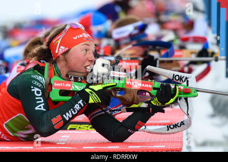 Ruhpolding, Deutschland. Jan, 2019 19. Biathlon WM in Deutschland. Olympischen Doppel Sieger Laura Dahlmeier. Credit: Matthias Balk/dpa/Alamy leben Nachrichten Stockfoto