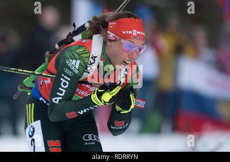 Ruhpolding, Deutschland. Jan, 2019 19. Biathlon: Wm, 4x6 km Frauen Relais in der Chiemgau Arena. Laura Dahlmeier aus Deutschland auf der Spur Quelle: Sven Hoppe/dpa/Alamy leben Nachrichten Stockfoto