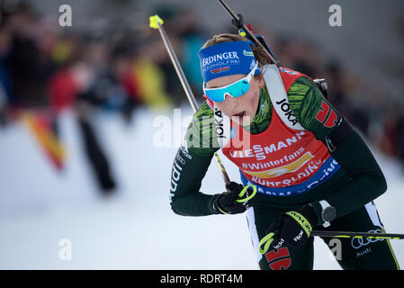 Ruhpolding, Deutschland. Jan, 2019 19. Biathlon: Wm, 4x6 km Frauen Relais in der Chiemgau Arena. Franziska Preuß aus Deutschland auf der Spur Quelle: Sven Hoppe/dpa/Alamy leben Nachrichten Stockfoto