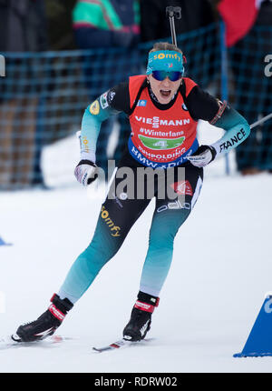 Ruhpolding, Deutschland. Jan, 2019 19. Biathlon: Wm, 4x6 km Frauen Relais in der Chiemgau Arena. Anais Bescond aus Frankreich auf der Route. Credit: Sven Hoppe/dpa/Alamy leben Nachrichten Stockfoto