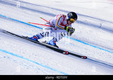 Cortina d'Ampezzo, Italien. Jan, 2019 18. Patrizia Dorsch von Deutschland in Aktion während der Abfahrt der Audi FIS Alpine Ski World Cup Frauen am Januar 18, 2019 in Cortina d'Ampezzo Italien. Credit: Rok Rakun/Pacific Press/Alamy leben Nachrichten Stockfoto