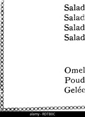 . Unsere essbare Fliegenpilze und Pilze und wie Sie zu unterscheiden; eine Auswahl von 30 Einheimischen essen Sorten, leicht erkennbar durch die gekennzeichneten Individualitäten, die mit einfachen Vorschriften für die Identifizierung von giftigen Arten. Pilze; Kochen (Pilze); cbk. dm lyxxxKxxxx I enu! V Potoges Consomme de boeuf Clair, 22 Potage à la Püree d'huitres, i, n, 13 Potage à la Püree de Boeuf, 22 Potage à la Püree de volaille, 24 |) oissons C6 telettes de poisson-Sauce aux Champignons, 13 Schnitzel de poisson, 13 ich | ors-5' oeut) res Kroketten de ris de veau, 24 Bouchees au Poulet, 24 Filet de Boeuf aux c Stockfoto